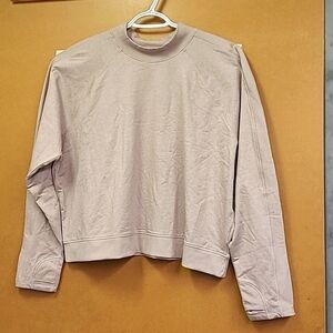 Old Navy Pink Grey Mock Neck Cropped Cozecore Top
